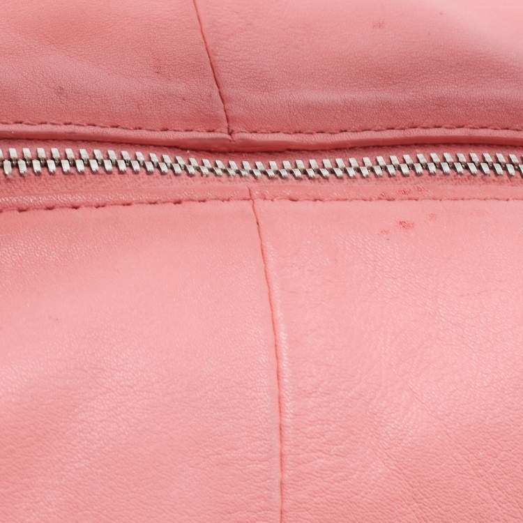 Pre Owned Bottega Veneta Pink Leather Mini Double Knot Hobo