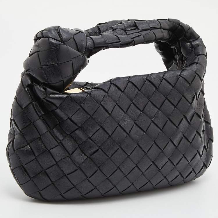 Pre Owned Bottega Veneta Black Intrecciato Leather Mini Jodie Hobo