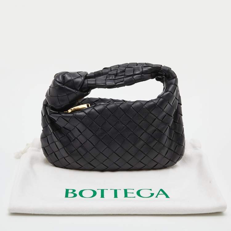 Pre Owned Bottega Veneta Black Intrecciato Leather Mini Jodie Hobo