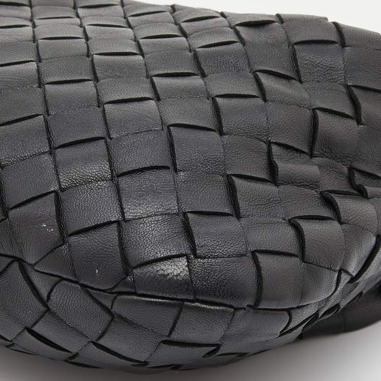Pre Owned Bottega Veneta Black Intrecciato Leather Mini Jodie Hobo