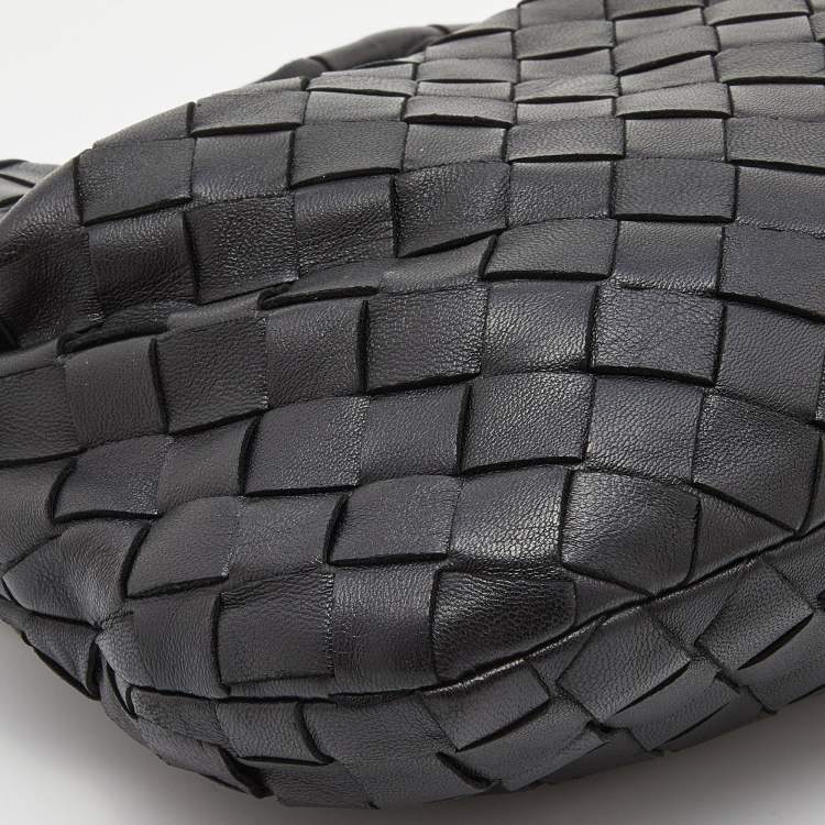 Pre Owned Bottega Veneta Black Intrecciato Leather Mini Jodie Hobo