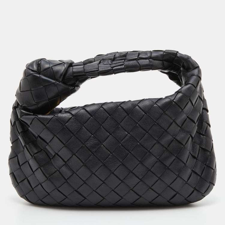Pre Owned Bottega Veneta Black Intrecciato Leather Mini Jodie Hobo