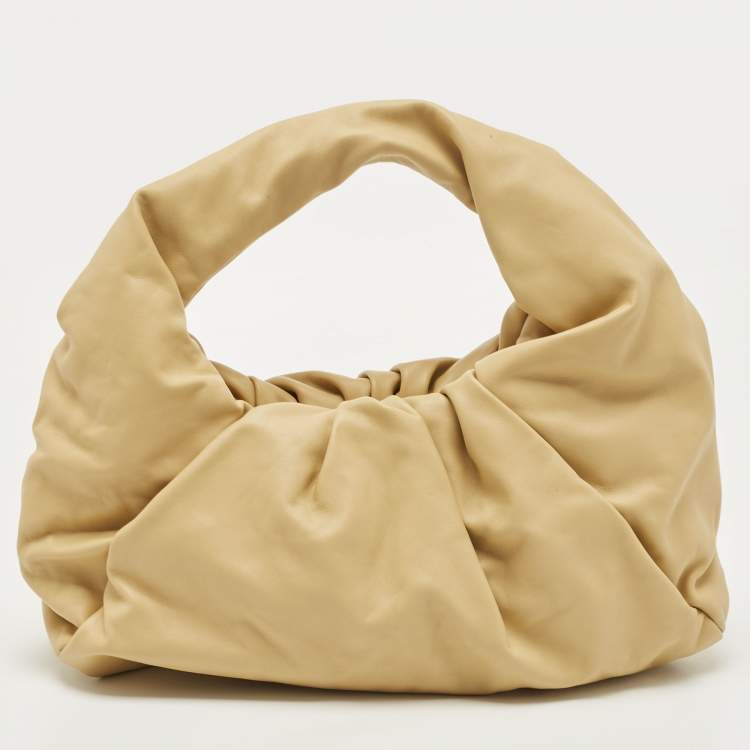 Pre Owned Bottega Veneta Beige Leather The Shoulder Pouch Hobo Bag