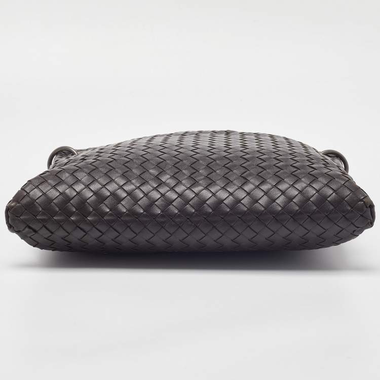 Pre Owned Bottega Veneta Brown Intrecciato Leather Messenger Bag