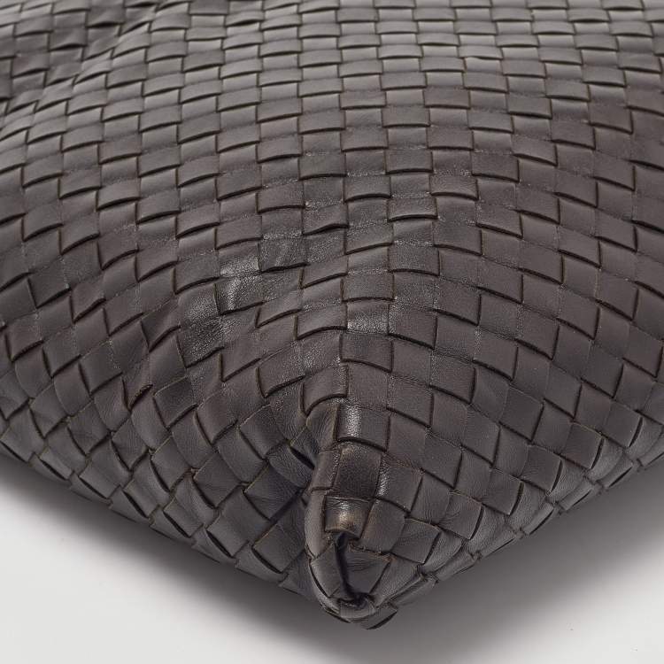 Pre Owned Bottega Veneta Brown Intrecciato Leather Messenger Bag