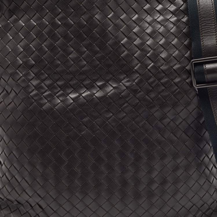 Pre Owned Bottega Veneta Brown Intrecciato Leather Messenger Bag