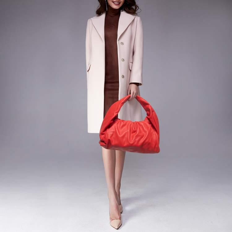 Pre Owned Bottega Veneta Red Leather The Shoulder Pouch Bag