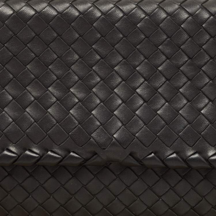 Pre Owned Bottega Veneta Black Intrecciato Leather Medium Olimpia Flap Shoulder Bag