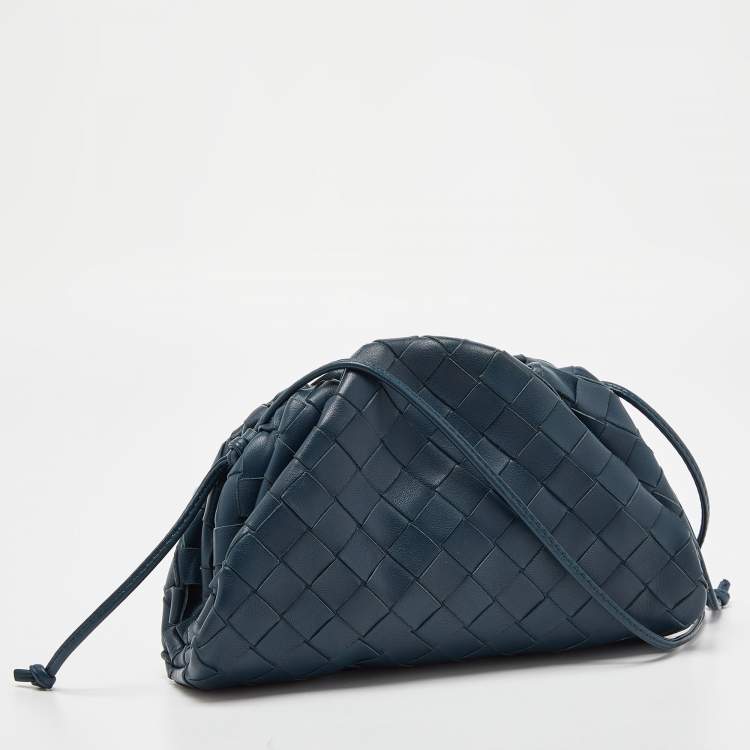 Pre Owned Bottega Veneta Teal Intrecciato Leather Mini The Pouch Bag