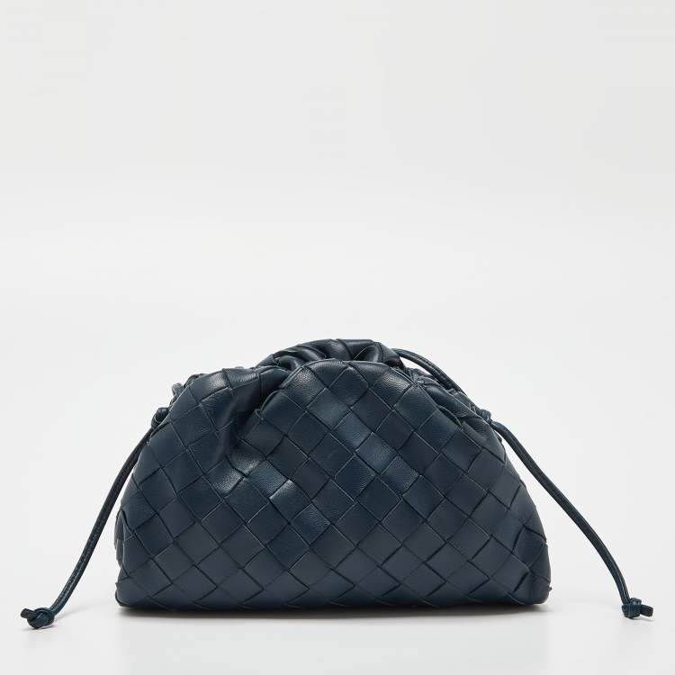 Pre Owned Bottega Veneta Teal Intrecciato Leather Mini The Pouch Bag