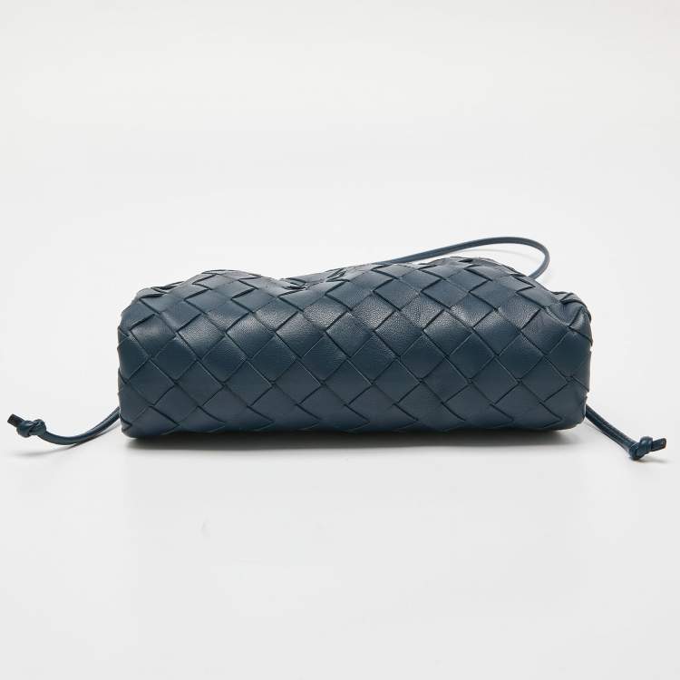 Pre Owned Bottega Veneta Teal Intrecciato Leather Mini The Pouch Bag