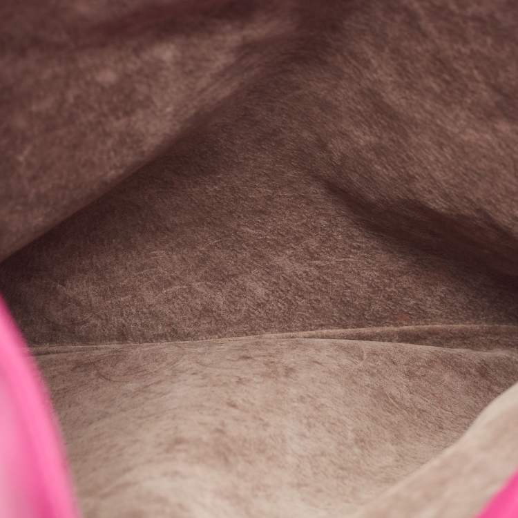 Pre Owned Bottega Veneta Pink Intrecciato Leather Twist Lock Flap Clutch