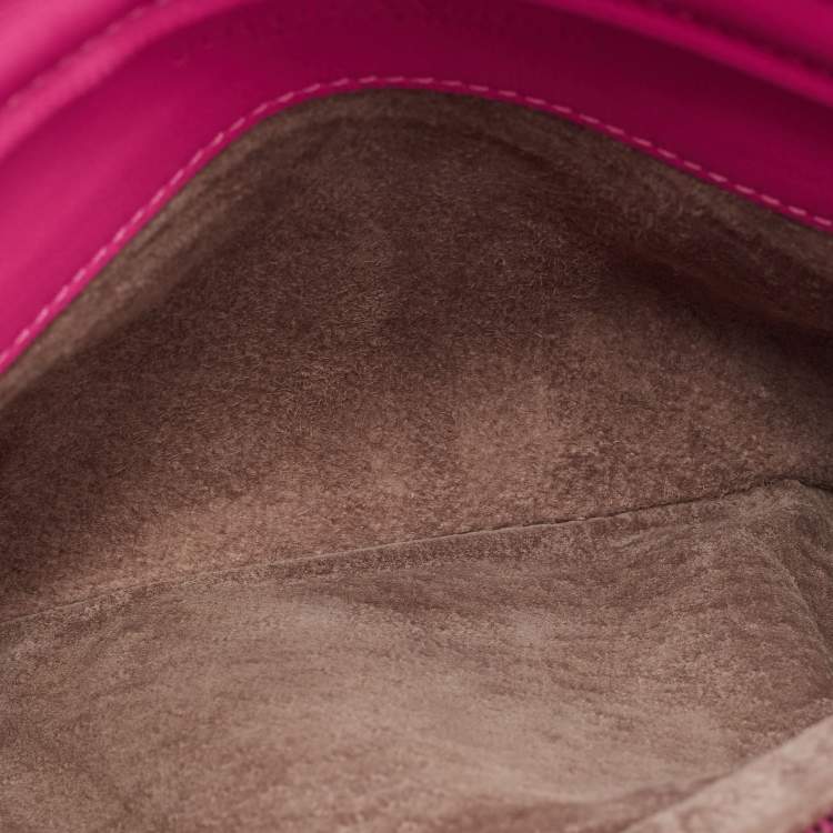 Pre Owned Bottega Veneta Pink Intrecciato Leather Twist Lock Flap Clutch
