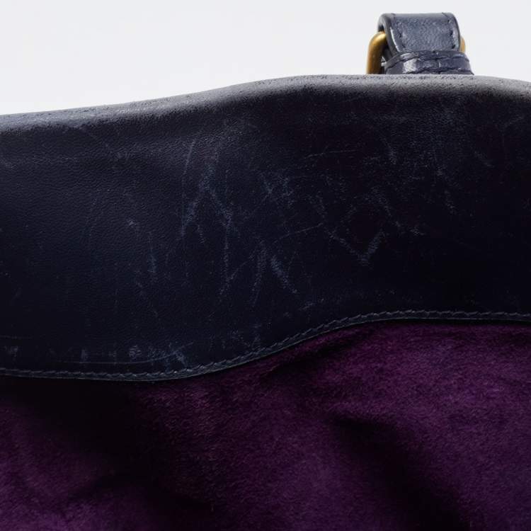 Pre Owned Bottega Veneta Navy Blue Intrecciato Leather Medium Roma Tote