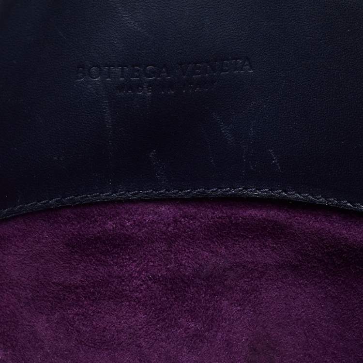 Pre Owned Bottega Veneta Navy Blue Intrecciato Leather Medium Roma Tote