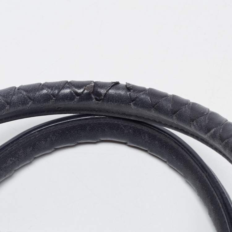 Pre Owned Bottega Veneta Navy Blue Intrecciato Leather Medium Roma Tote