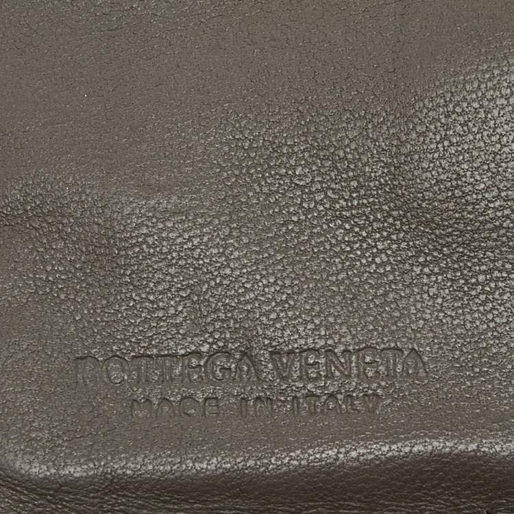 Pre Owned Bottega Veneta Grey Intrecciato Leather French Compact Wallet
