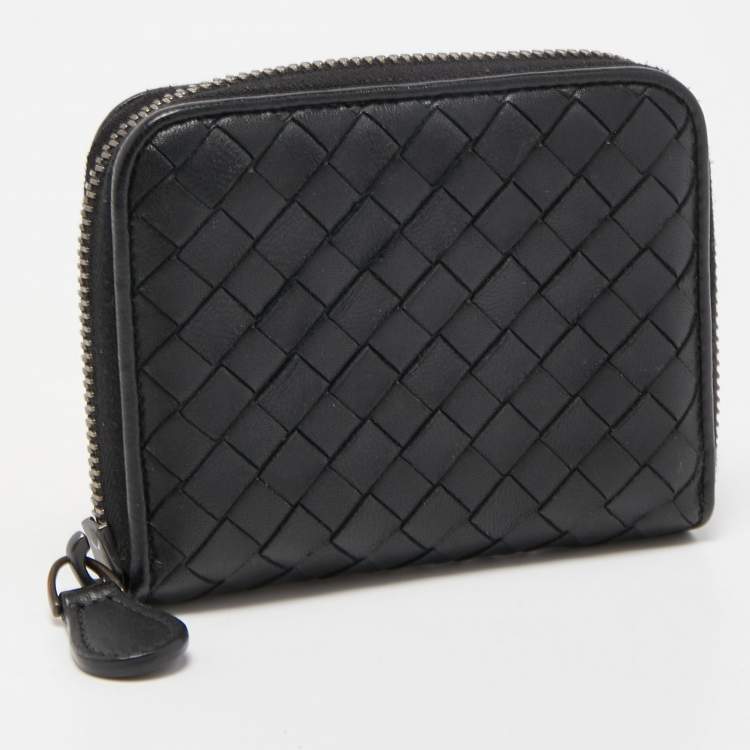 Pre Owned Bottega Veneta Black Intrecciato Leather Coin Purse