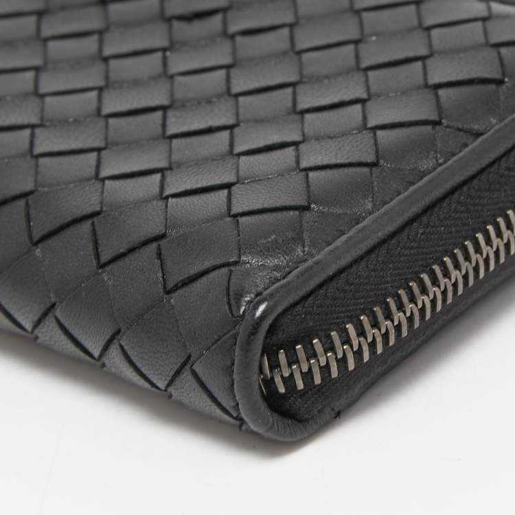 Pre Owned Bottega Veneta Black Intrecciato Leather Coin Purse