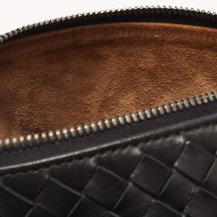 Pre Owned Bottega Veneta Black Intrecciato Leather Small Osaka Bag