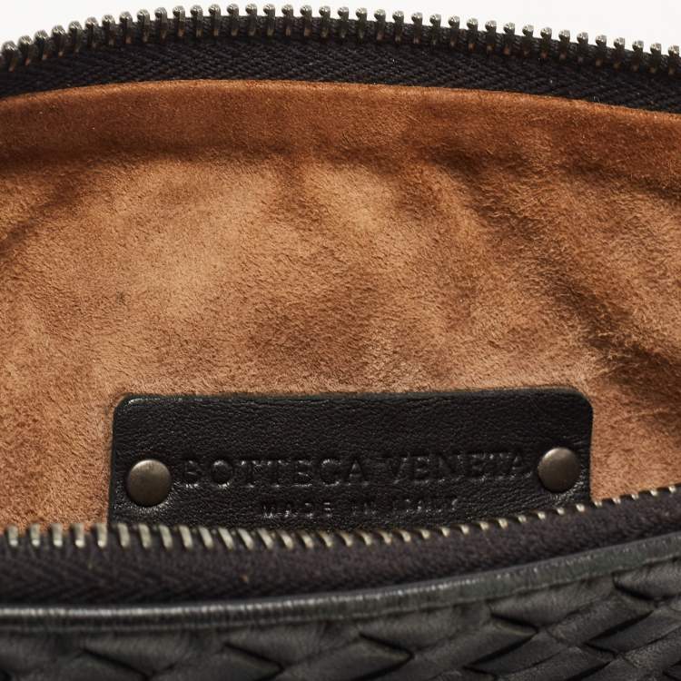 Pre Owned Bottega Veneta Black Intrecciato Leather Small Osaka Bag