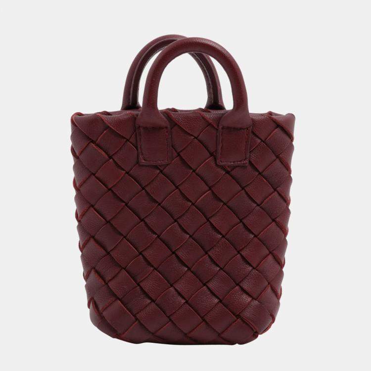 Pre Owned Bottega Veneta Intrecciato Charm Leather Bordeaux