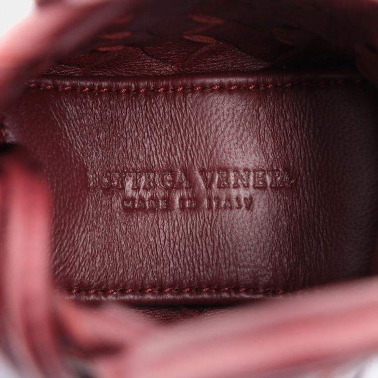 Pre Owned Bottega Veneta Intrecciato Charm Leather Bordeaux
