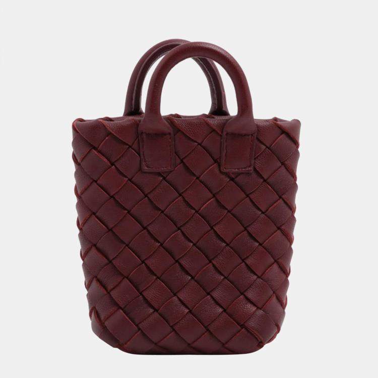 Pre Owned Bottega Veneta Intrecciato Charm Leather Bordeaux