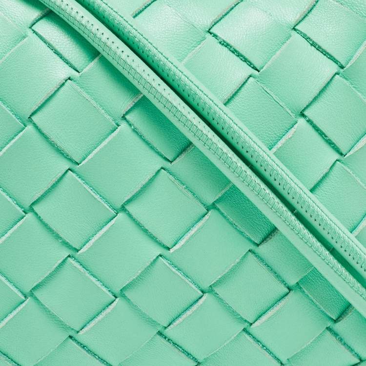 Pre Owned Bottega Veneta Light Green Intrecciato Leather Mini Loop Camera Crossbody Bag