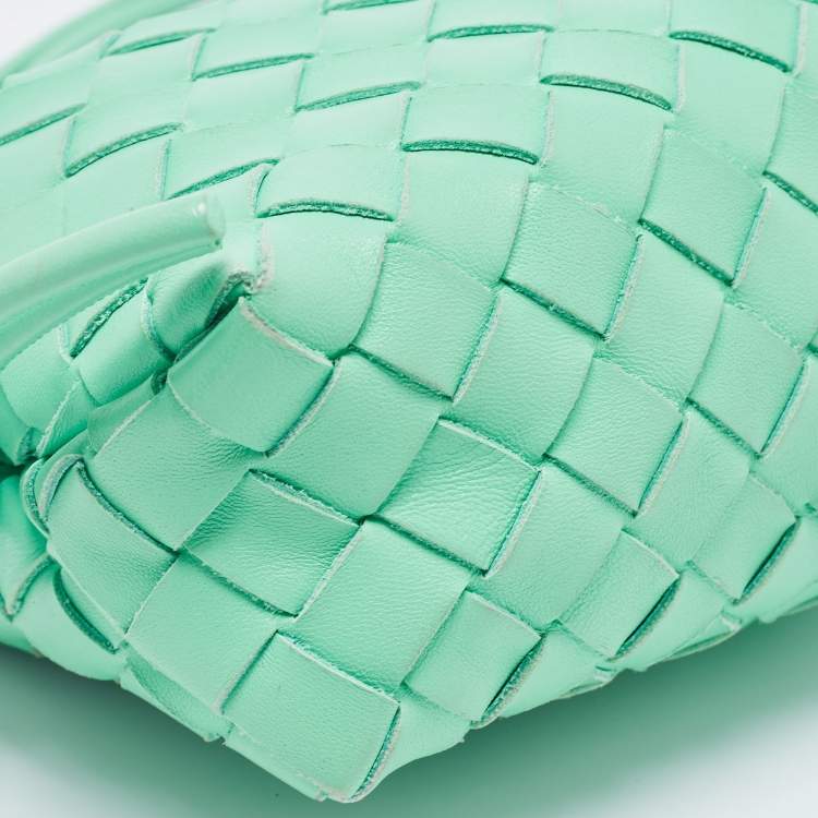 Pre Owned Bottega Veneta Light Green Intrecciato Leather Mini Loop Camera Crossbody Bag