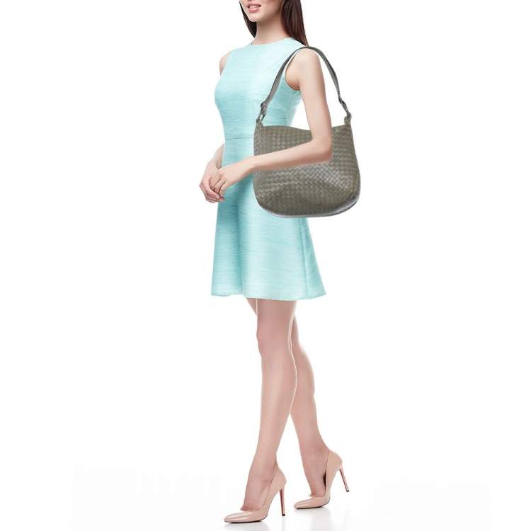 Pre Owned Bottega Veneta Grey Intrecciato Leather Hobo