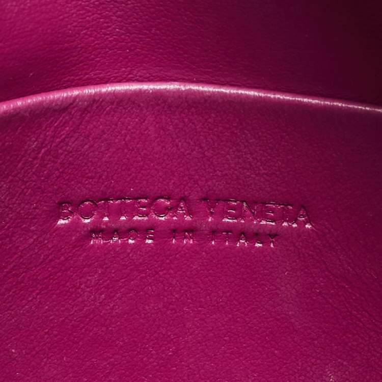 Pre Owned Bottega Veneta Magenta Intrecciato Leather Mini Loop Camera Crossbody Bag