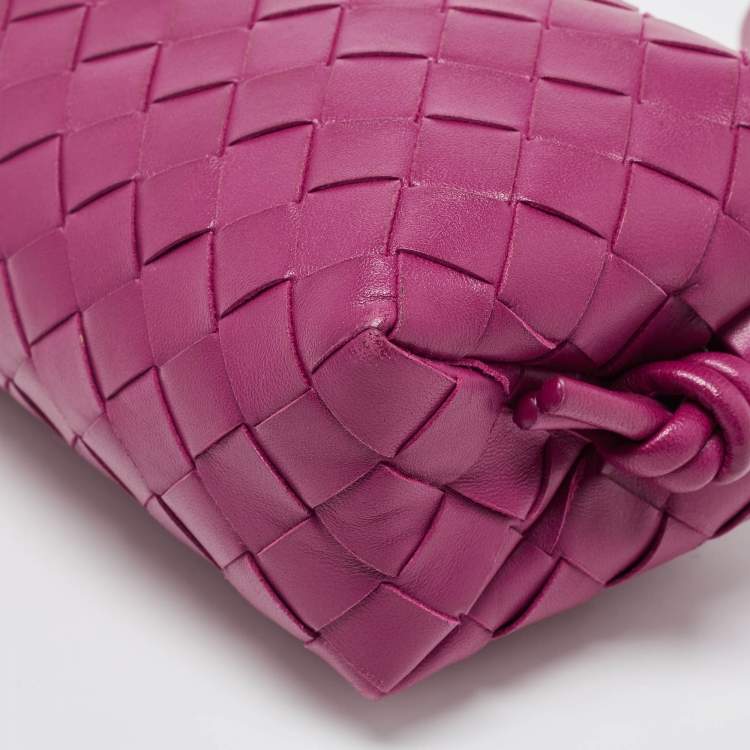 Pre Owned Bottega Veneta Magenta Intrecciato Leather Mini Loop Camera Crossbody Bag