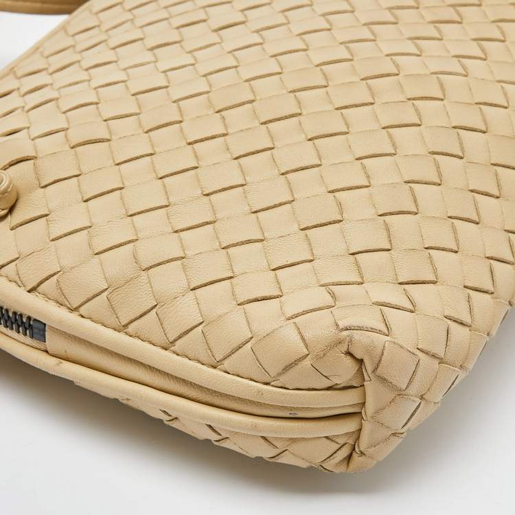 Pre Owned Bottega Veneta Beige Intrecciato Leather Nodini Crossbody Bag