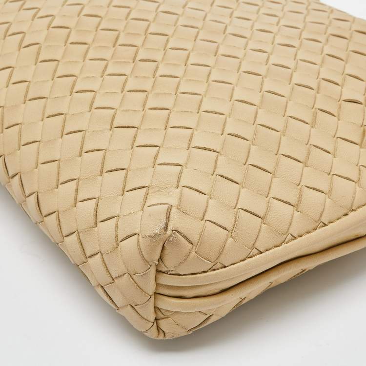 Pre Owned Bottega Veneta Beige Intrecciato Leather Nodini Crossbody Bag