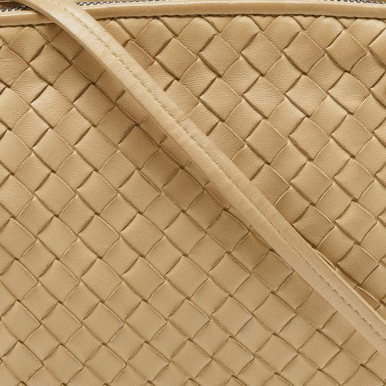 Pre Owned Bottega Veneta Beige Intrecciato Leather Nodini Crossbody Bag