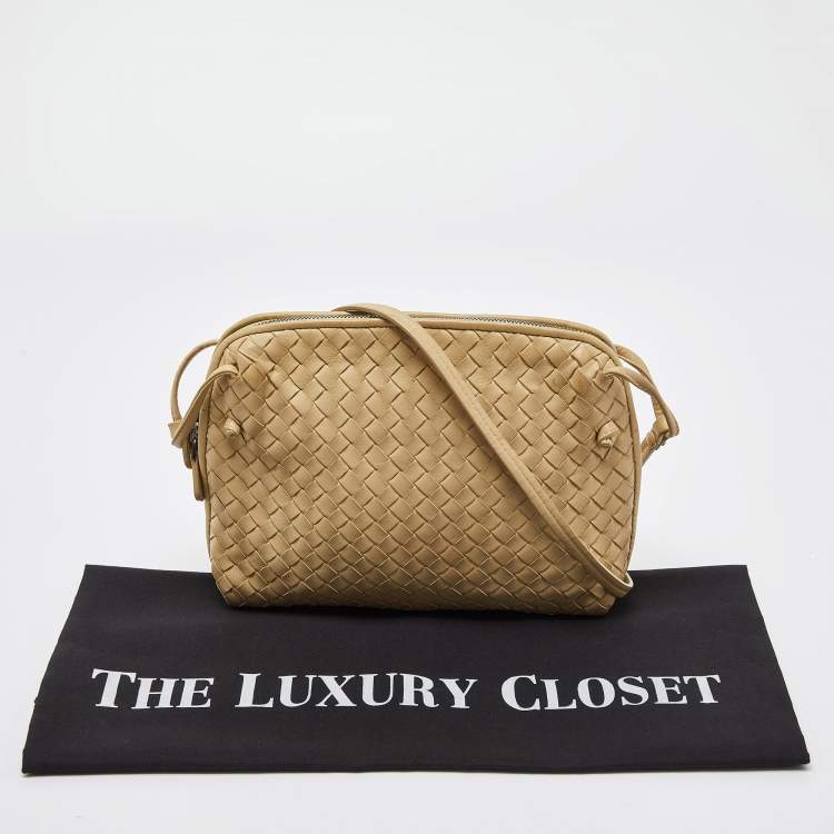 Pre Owned Bottega Veneta Beige Intrecciato Leather Nodini Crossbody Bag