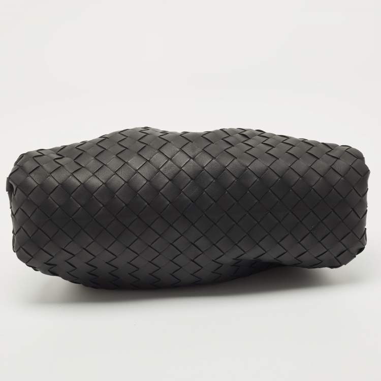 Pre Owned Bottega Veneta Black Intrecciato Leather The Pouch Clutch