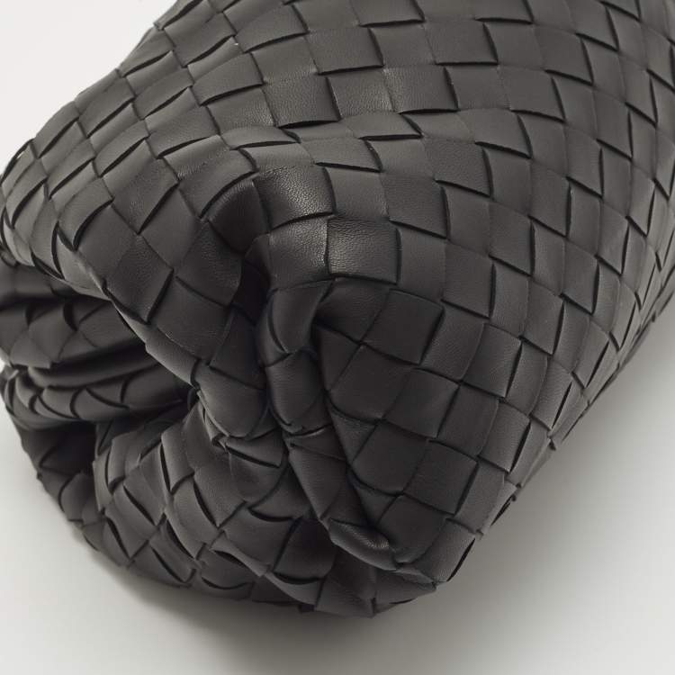 Pre Owned Bottega Veneta Black Intrecciato Leather The Pouch Clutch