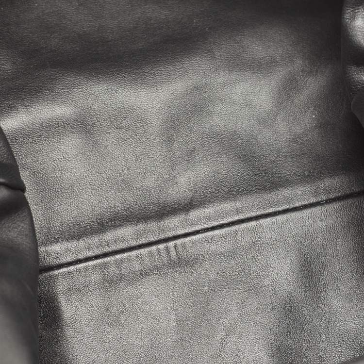 Pre Owned Bottega Veneta Black Intrecciato Leather The Pouch Clutch