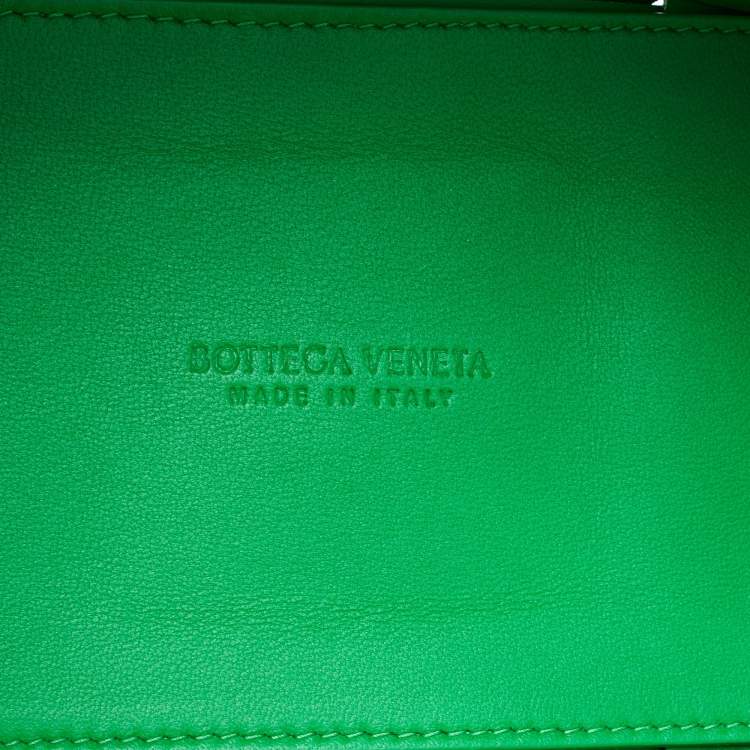 Pre Owned Bottega Veneta Green Intrecciato Leather Arco Tote