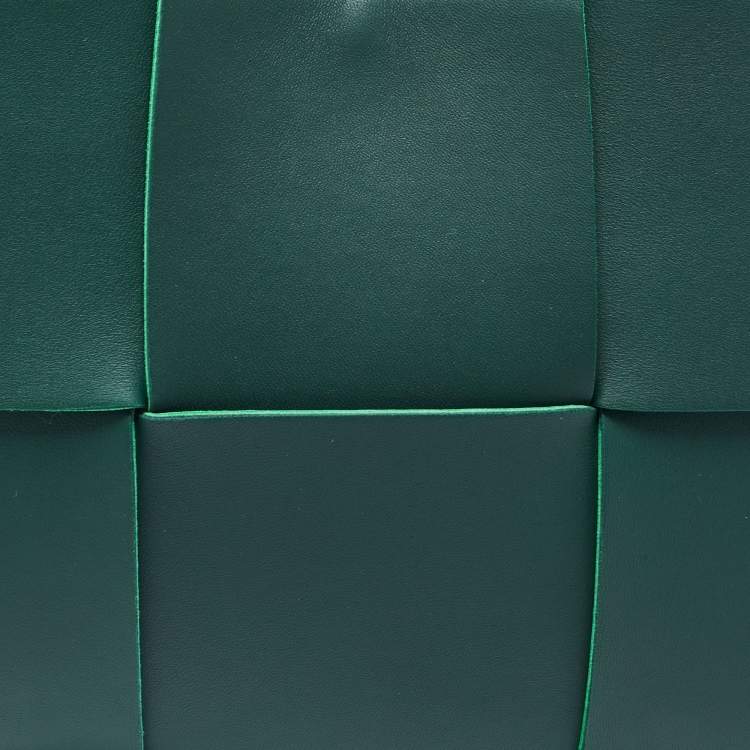 Pre Owned Bottega Veneta Green Intrecciato Leather Arco Tote