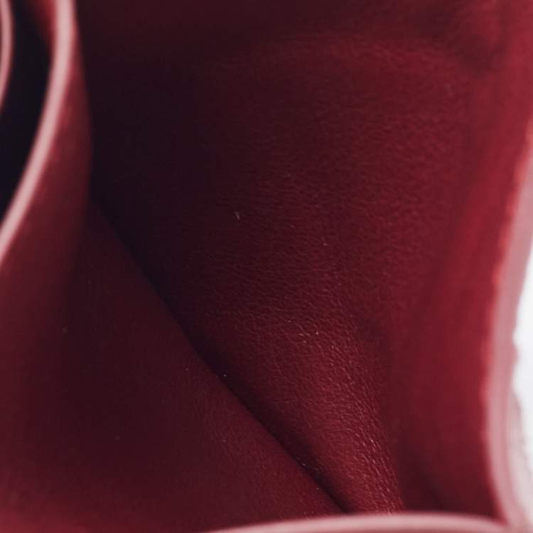 Pre Owned Bottega Veneta Burgundy Leather Card Holder