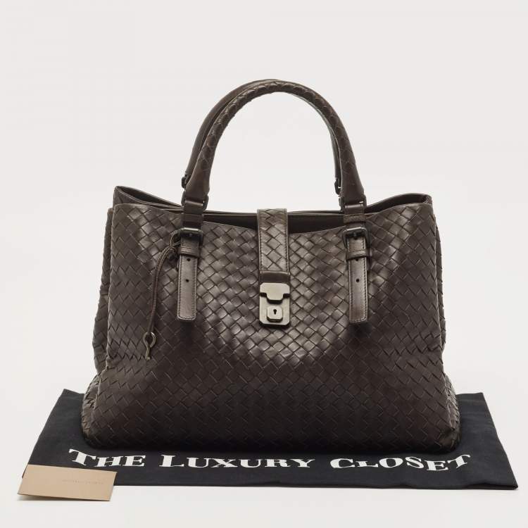 Pre Owned Bottega Veneta Cocoa Intrecciato Leather Large Roma Tote