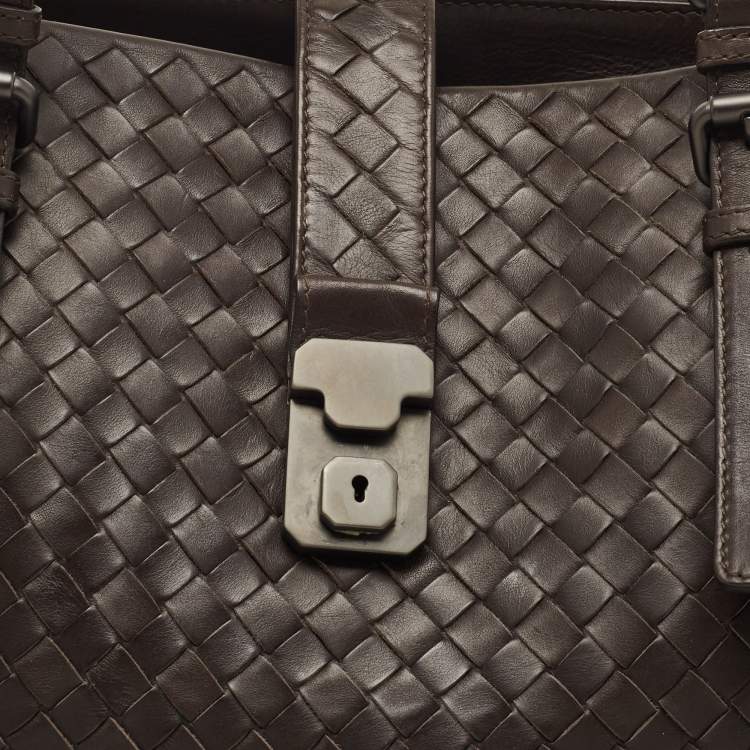 Pre Owned Bottega Veneta Cocoa Intrecciato Leather Large Roma Tote