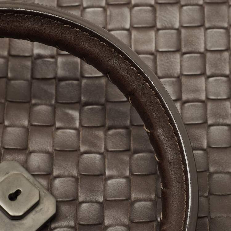 Pre Owned Bottega Veneta Cocoa Intrecciato Leather Large Roma Tote