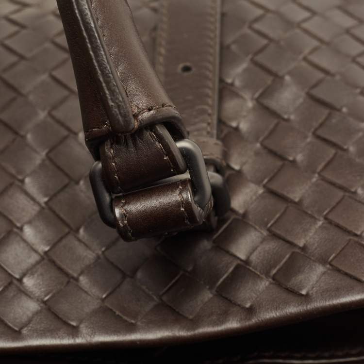 Pre Owned Bottega Veneta Cocoa Intrecciato Leather Large Roma Tote