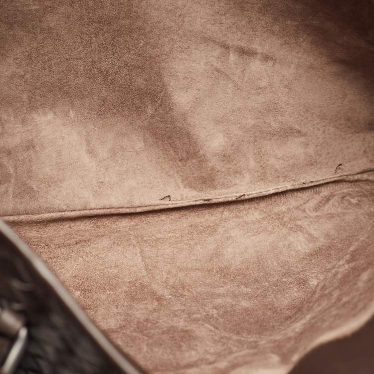 Pre Owned Bottega Veneta Cocoa Intrecciato Leather Large Roma Tote