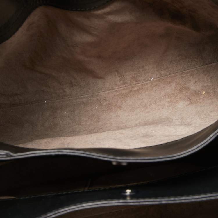Pre Owned Bottega Veneta Black Intrecciato Leather Small Roma Tote