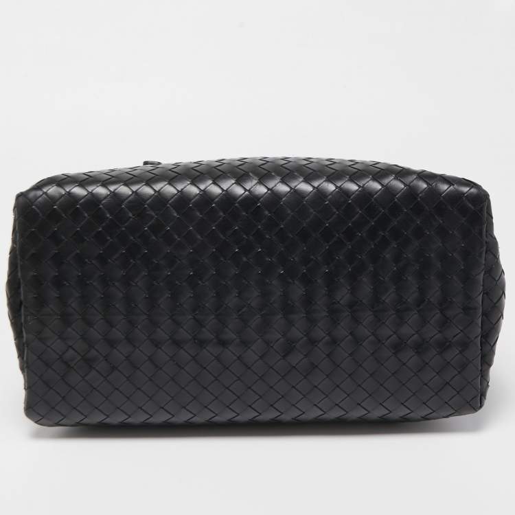 Pre Owned Bottega Veneta Black Intrecciato Leather Small Roma Tote
